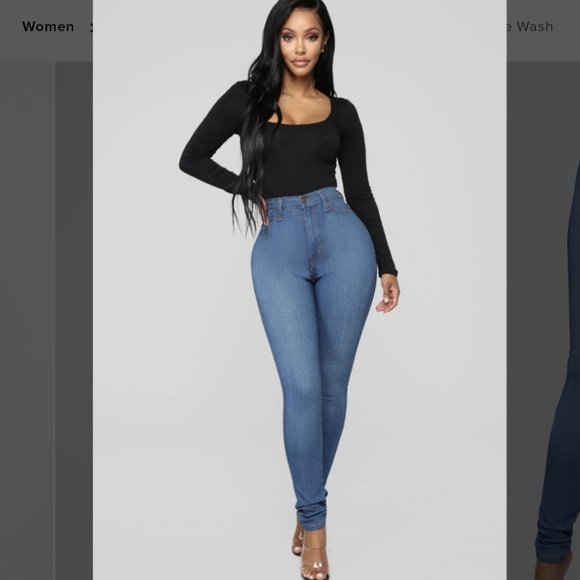 Fashion Nova Denim - Fashion Nova Medium Blue Wash High Waist Skinny Jeans